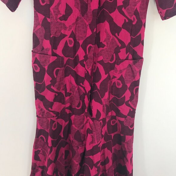VTG 1980 Bernard Cowan dress women's 5/6 cotton pink/black maxi tiered holiday - Picture 7 of 12